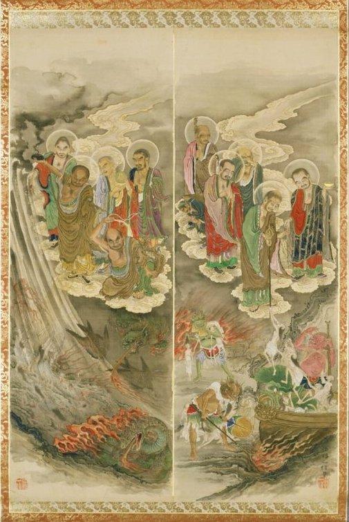 【模写】【一灯】b4805 仏画 羅漢図 中国画 狩野一信「五百羅漢」と「宝誌和尚」│顔から顔の仏たち | はてはて