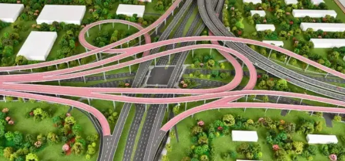 立体交叉是利用跨线构造物使道路与道路在不同标高相互交叉的连接方式