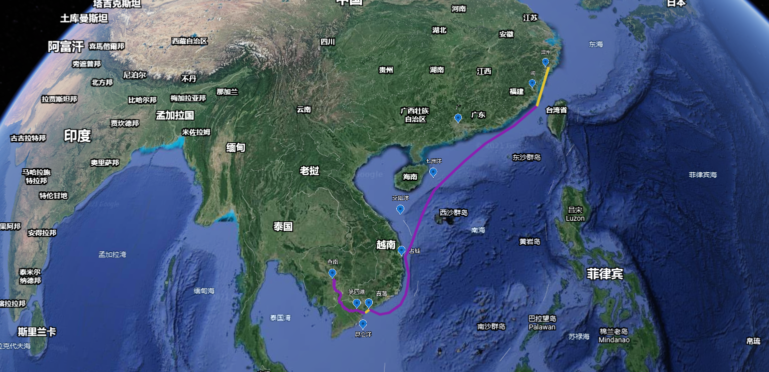 使用google earth 实现针路图和卫星图路径的互相转化