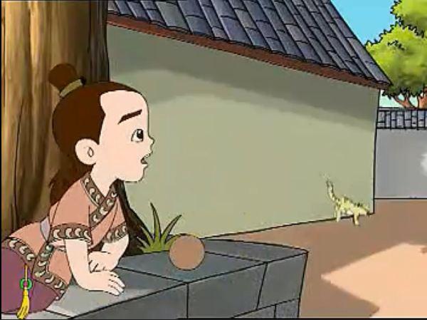 下面这则连环画描绘了一个故事:据说司马光小时候常常睡过头,耽误了