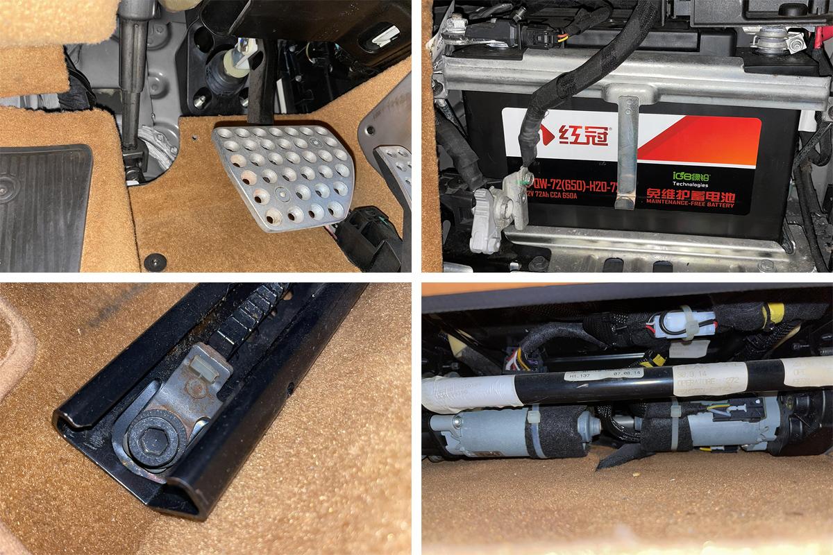 趴进驾驶座看看脚底,并没有什么异常的情况,蓄电池有过拆装更换,原厂