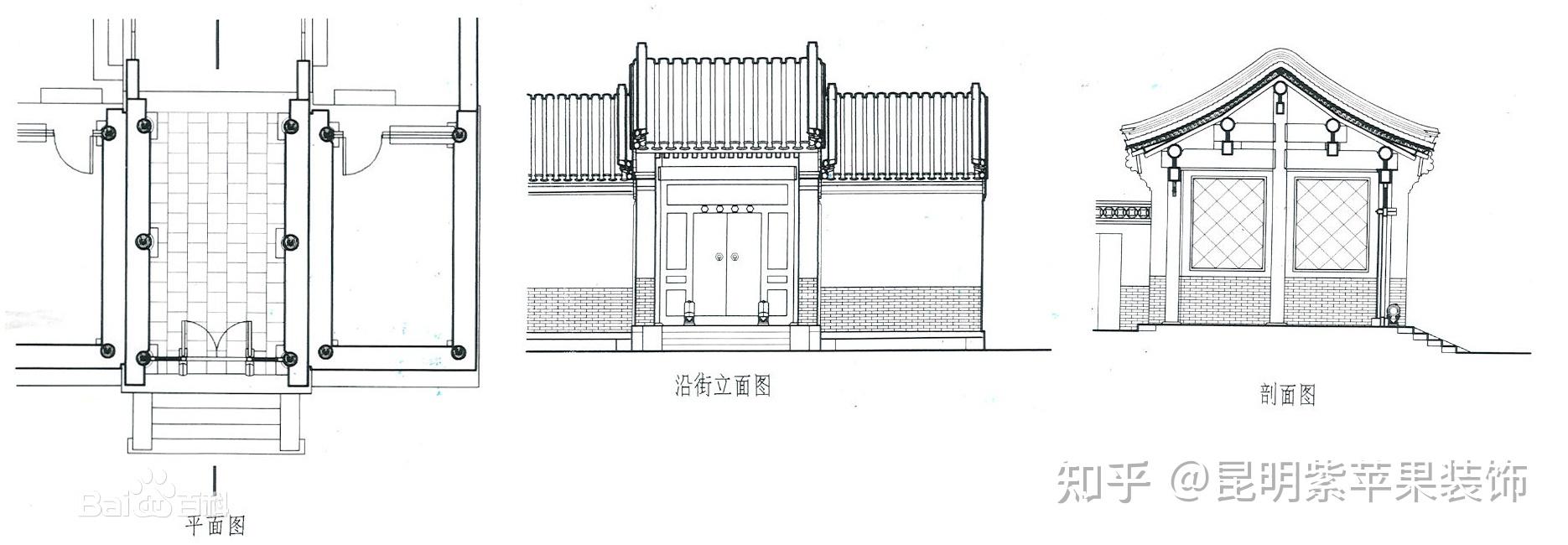 蛮子门最大特点是门扉比金柱大门更往外推了一些,它的门框和门扇装在