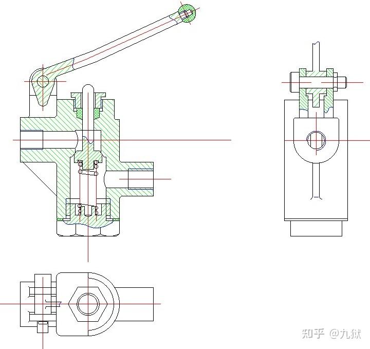 手压阀装配图dwg图片