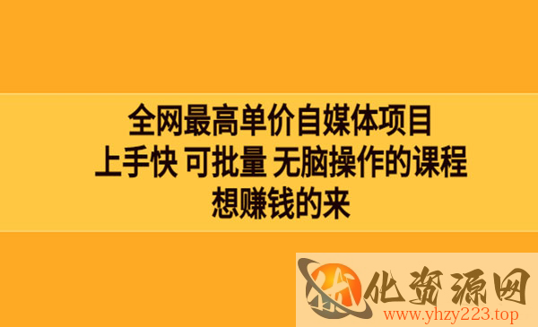 全网最单高价自媒体项目：上手快 可批量 无脑操作的课程，想赚钱的来_wwz