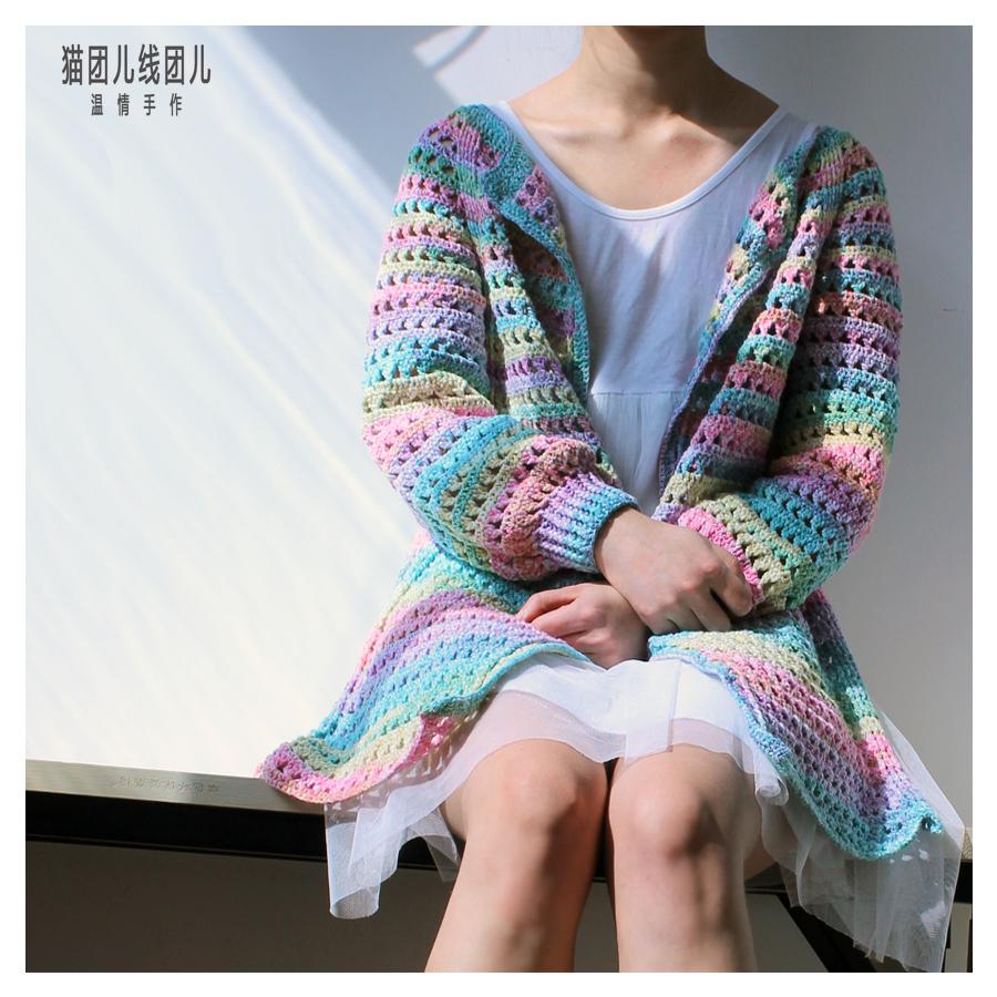 彩虹——段染线的钩针外套(附图解,花样视频)