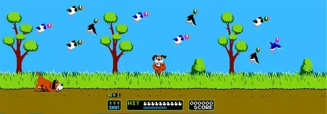 记忆深处的fc游戏《打野鸭》,当年第一款用光枪玩的游戏
