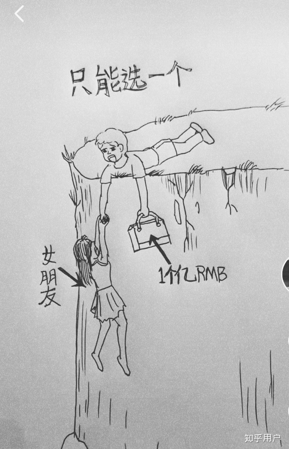 你的女朋友和一亿元人民币在悬崖边就要掉下去了只能救一个你选哪个