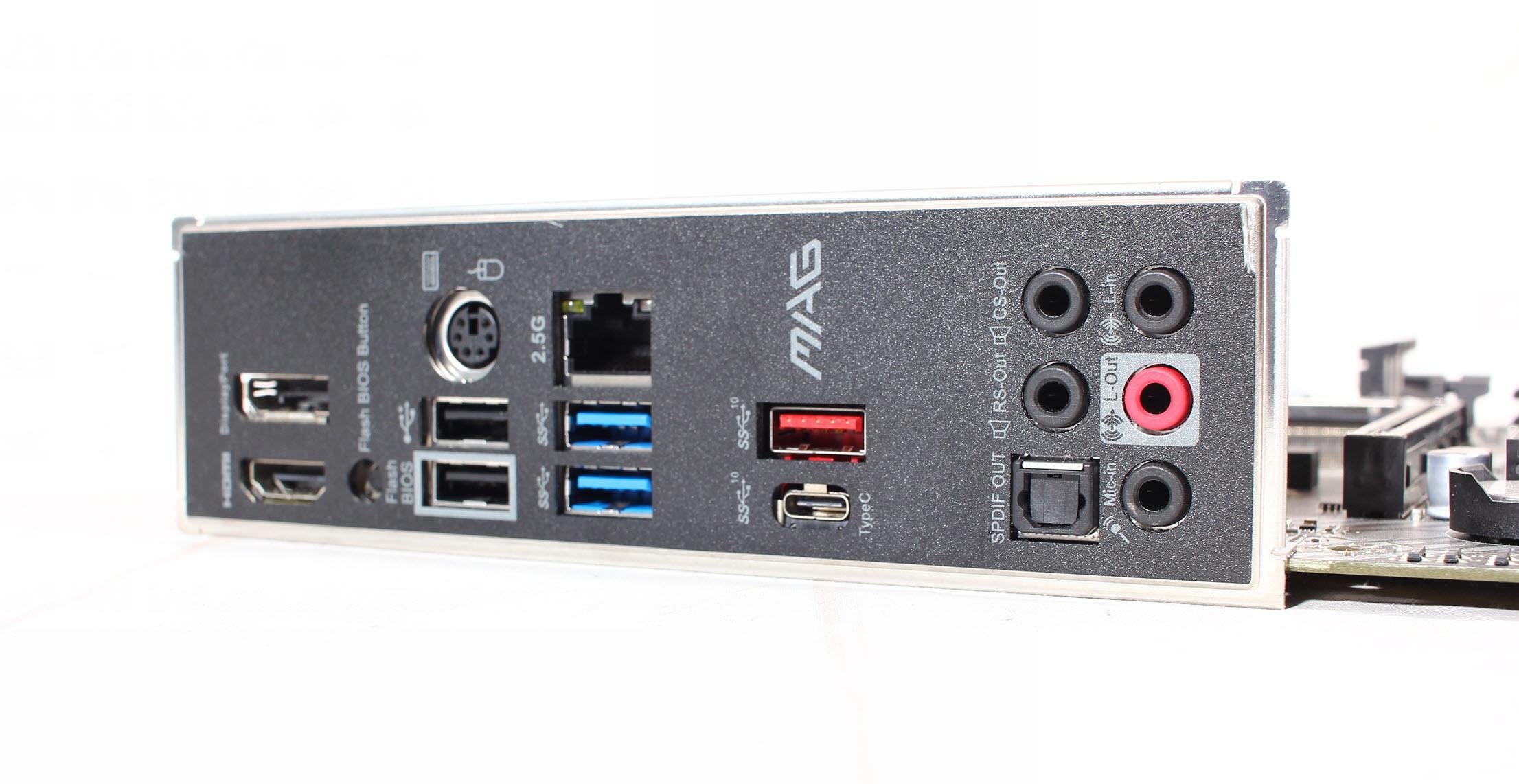 背部接口方面mag b550m mortar自带一体式挡板!