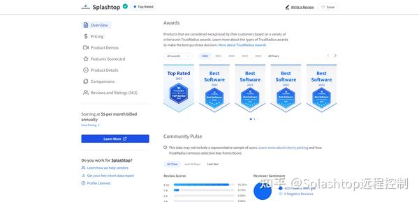 Splashtop 荣获 TrustRadius 颁发的“2022年度最佳软件奖” - 知乎