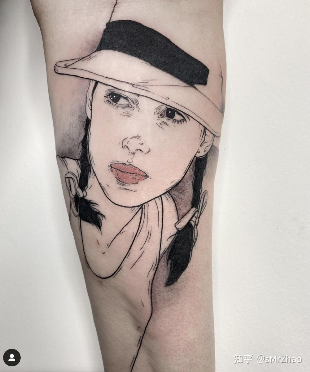 smrzhao纹身推荐第259期黑白彩色慵懒文艺线条感女性肖像