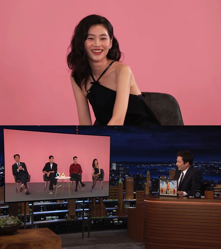 郑浩妍小露香肩登美国脱口秀 朴海秀喜曝儿子叫"鱿鱼宝宝"