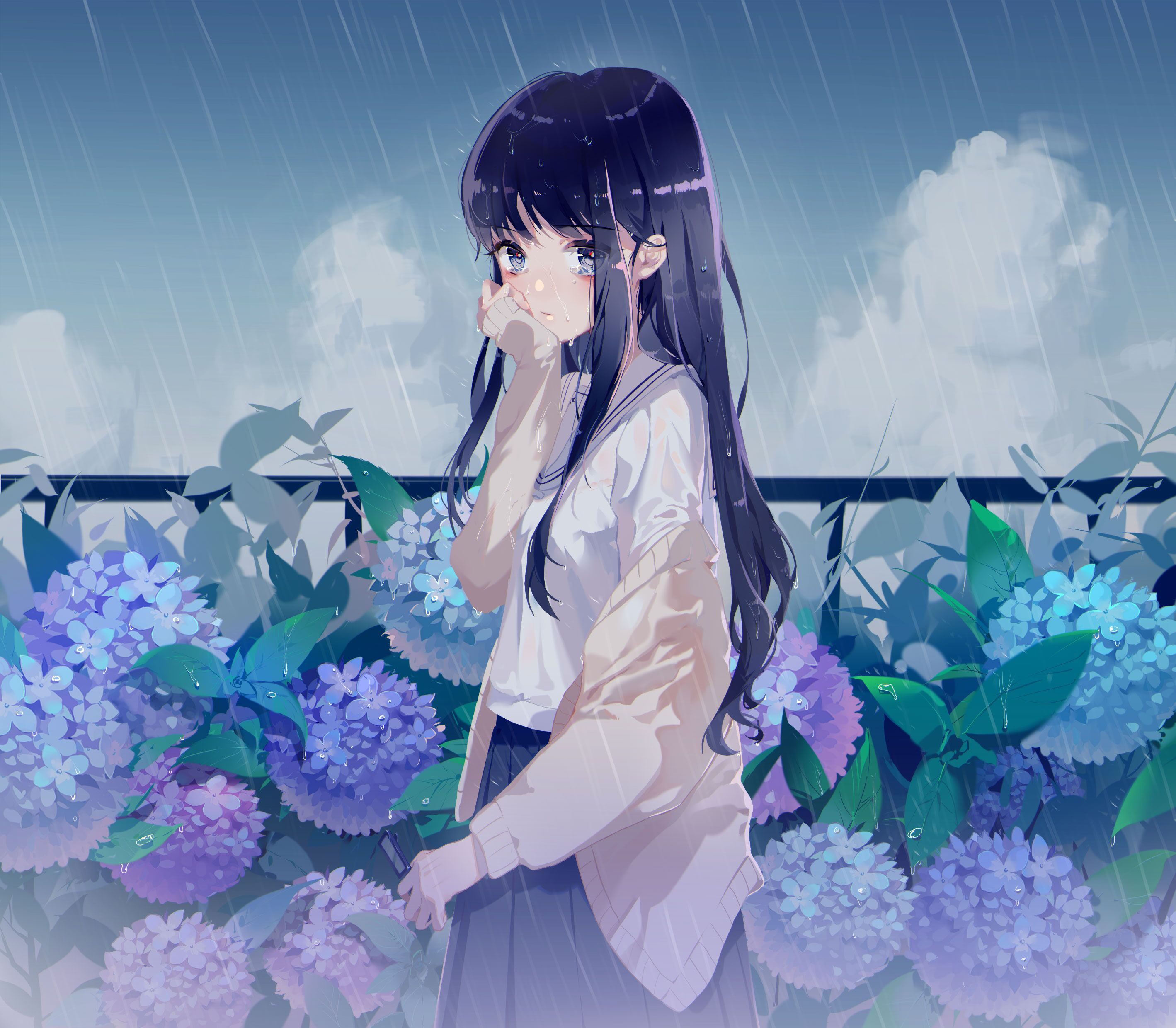 有没有动漫风格的雨景手机壁纸呢