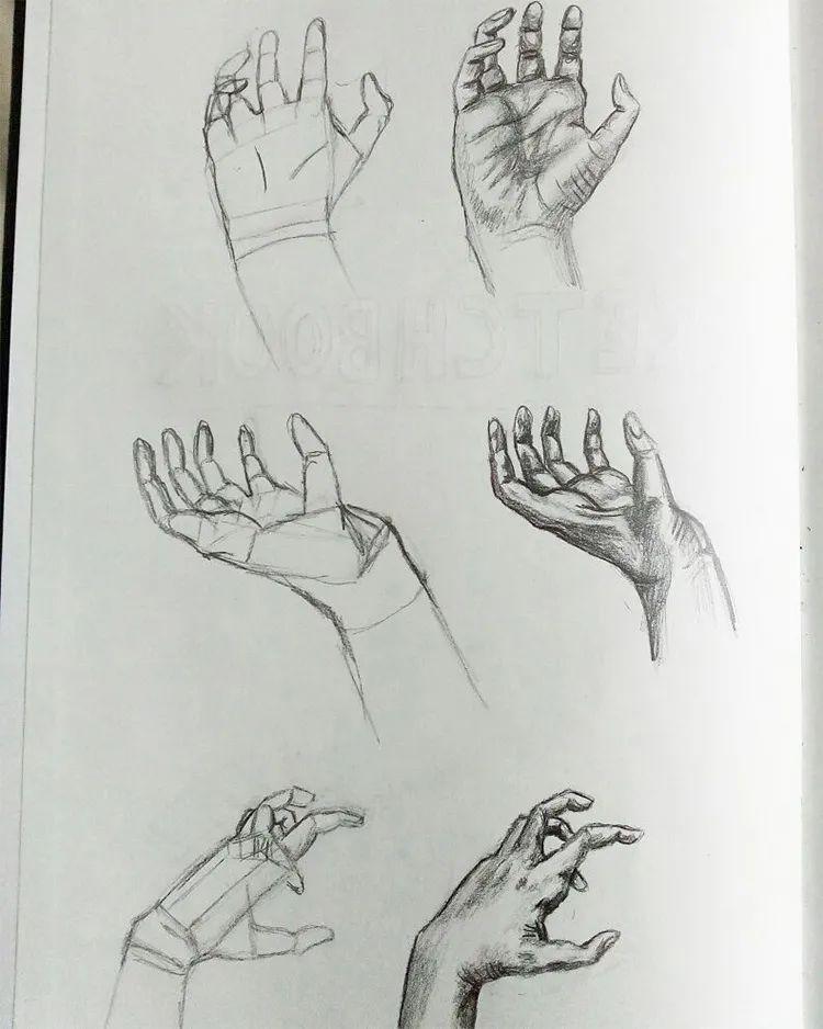 我画的是爪别人这画的才是手100多幅手绘图快速草图和手部研究