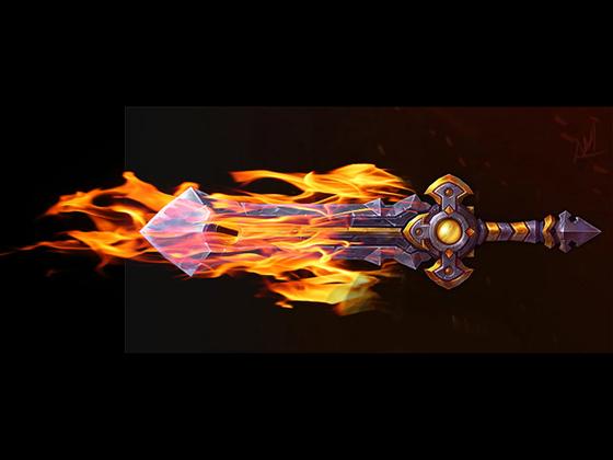 游戏原画绘制宝剑高光细节修饰3