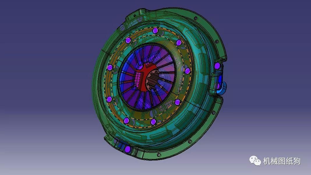 工程机械膜片弹簧离合器3d模型图纸catia设计