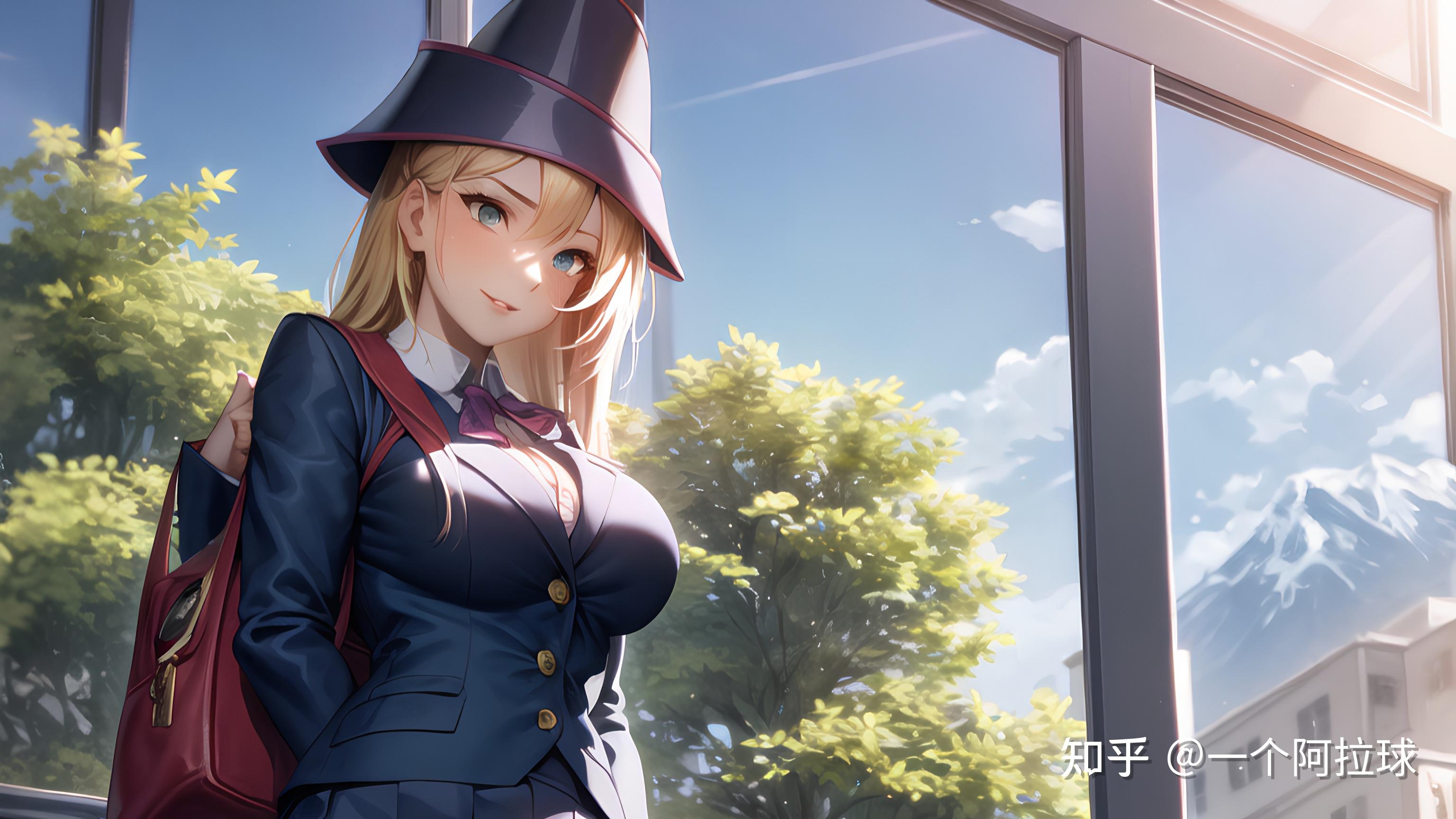 超好看的游戏王壁纸黑魔导女孩穿jk制服高清手机电脑二次元动漫壁纸