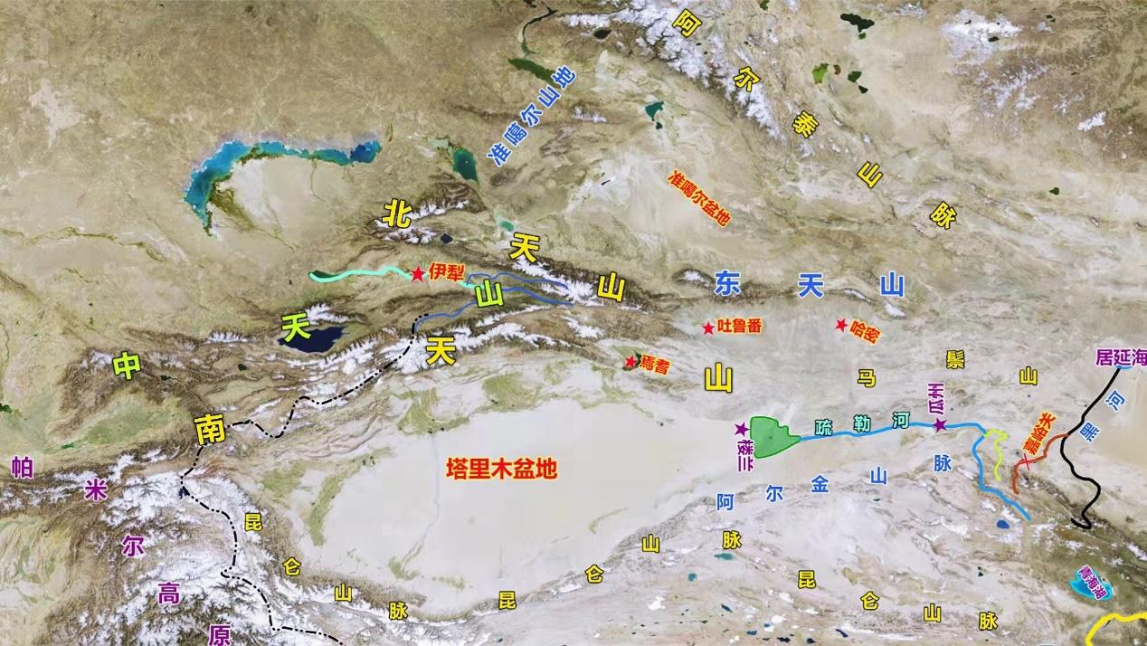 我們經常用三山夾兩盆來形容整個新疆的地形特點,也常常用天山南北來