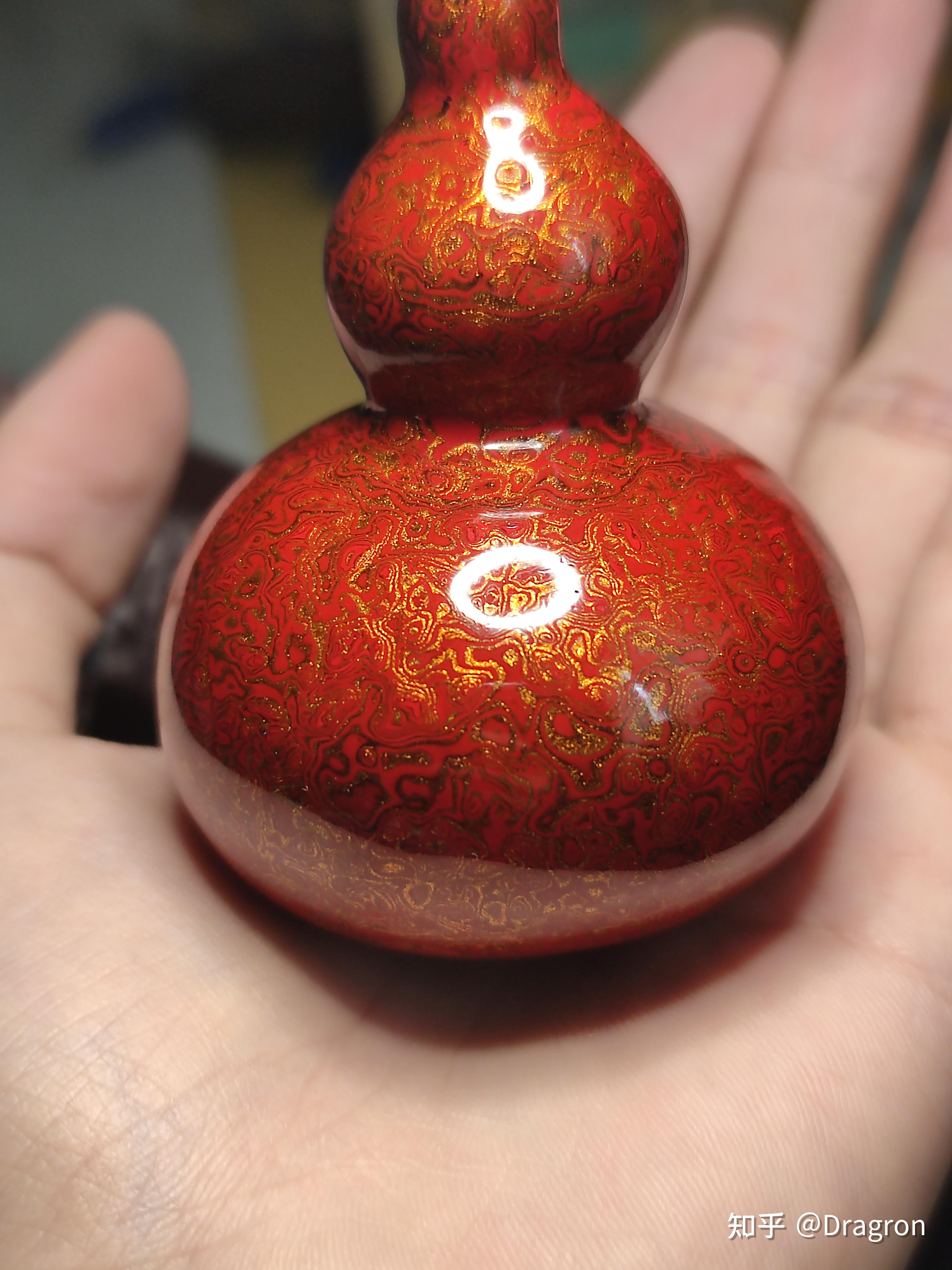 大漆葫芦红金斑犀皮福禄