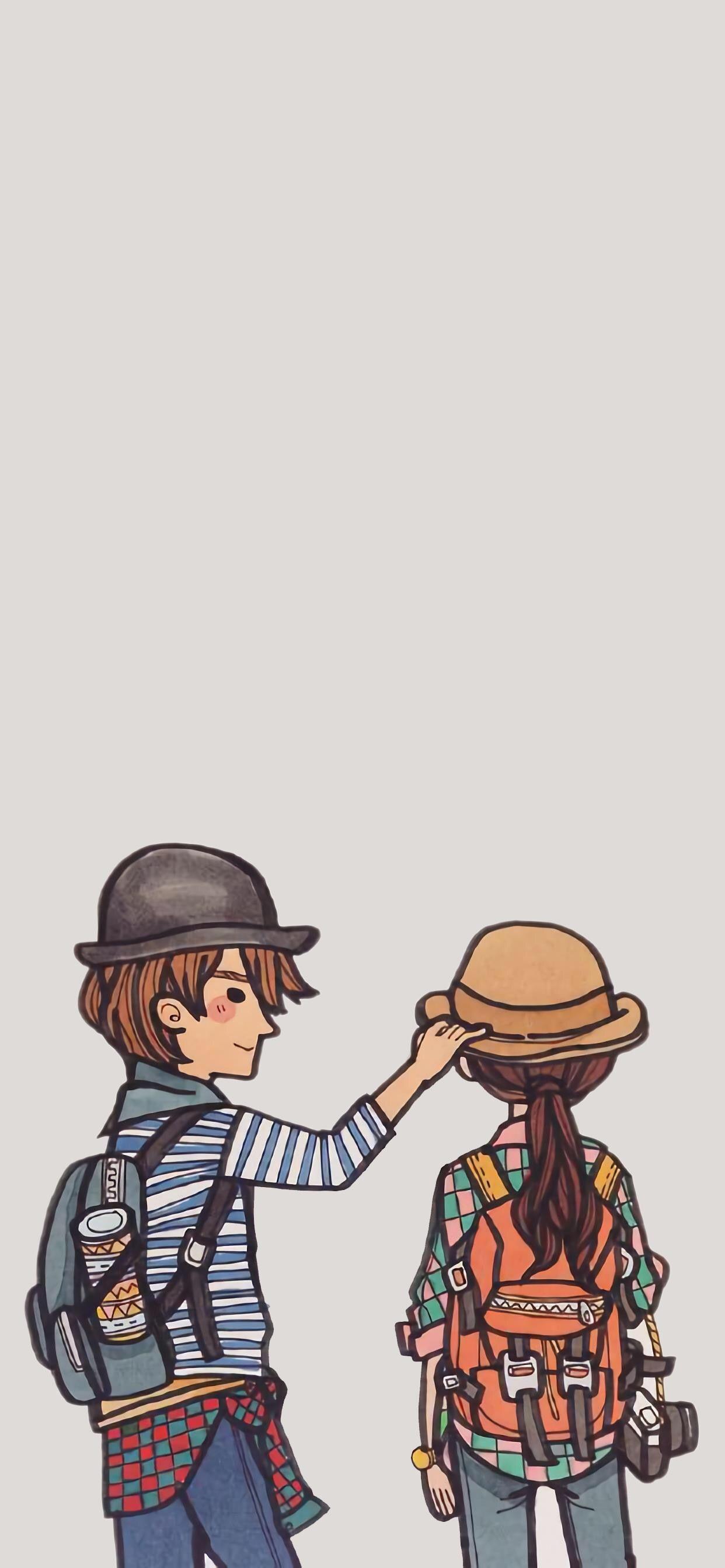 有没有那种关于情侣爱情的卡通简单清新的一系列好几张的图片插画?