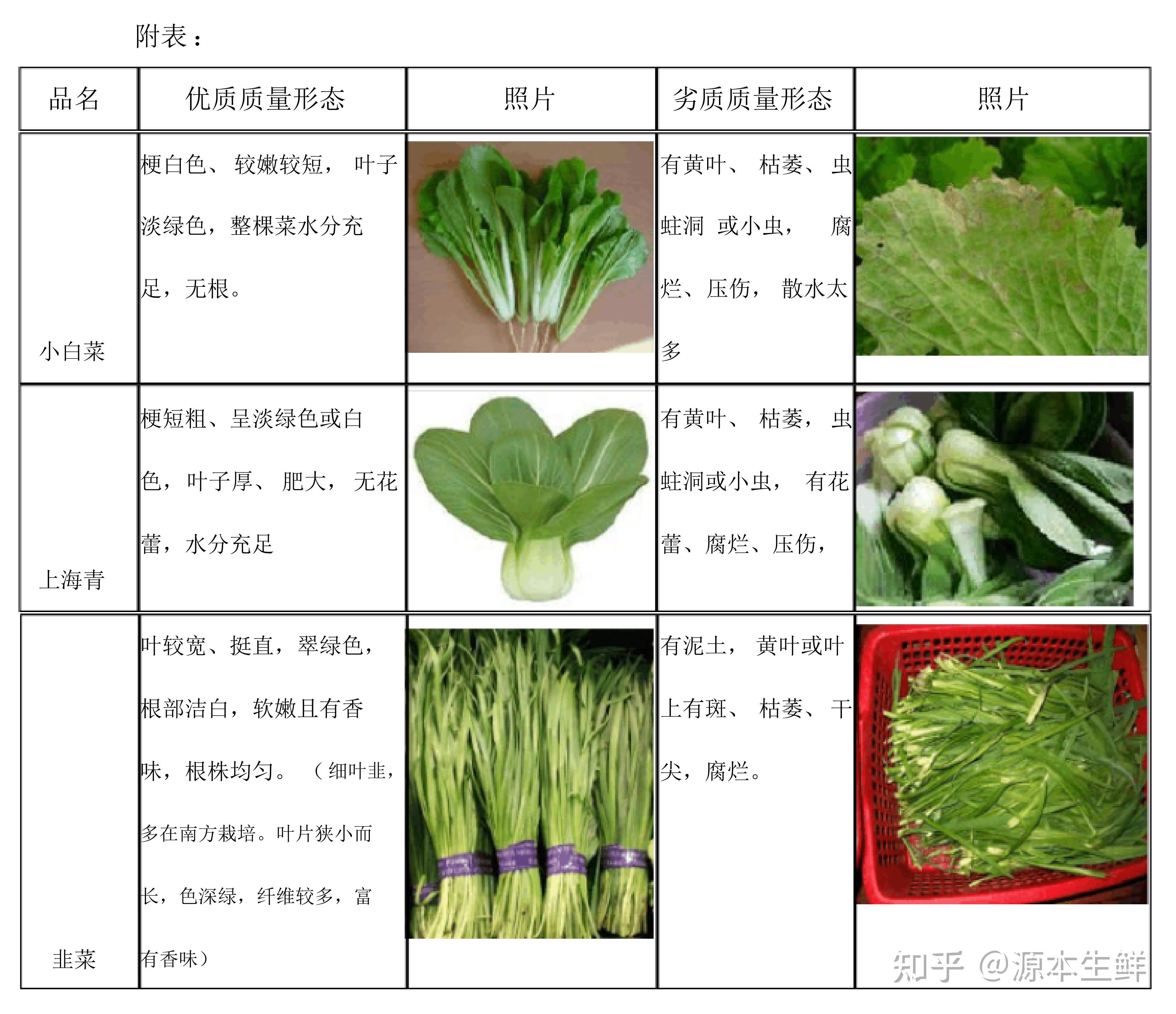 蔬菜验收的标准带图图片