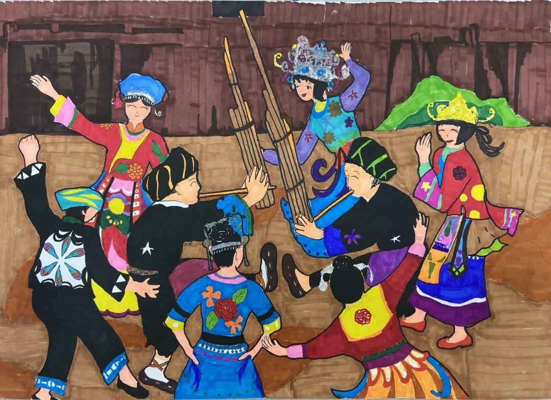 作者:彭可芮,11岁【吹芦笙】世界有中国,中国有成都.