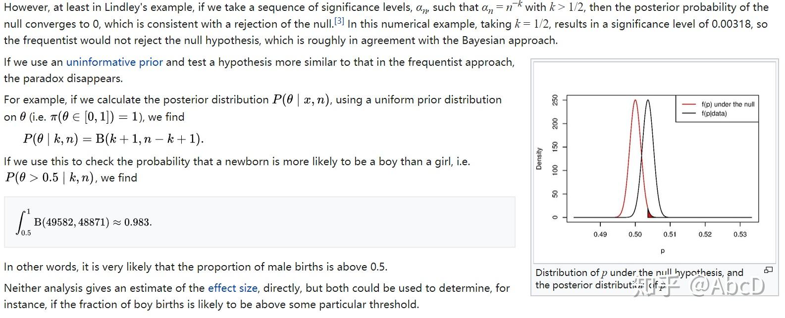 Lindley’s Paradox 知乎