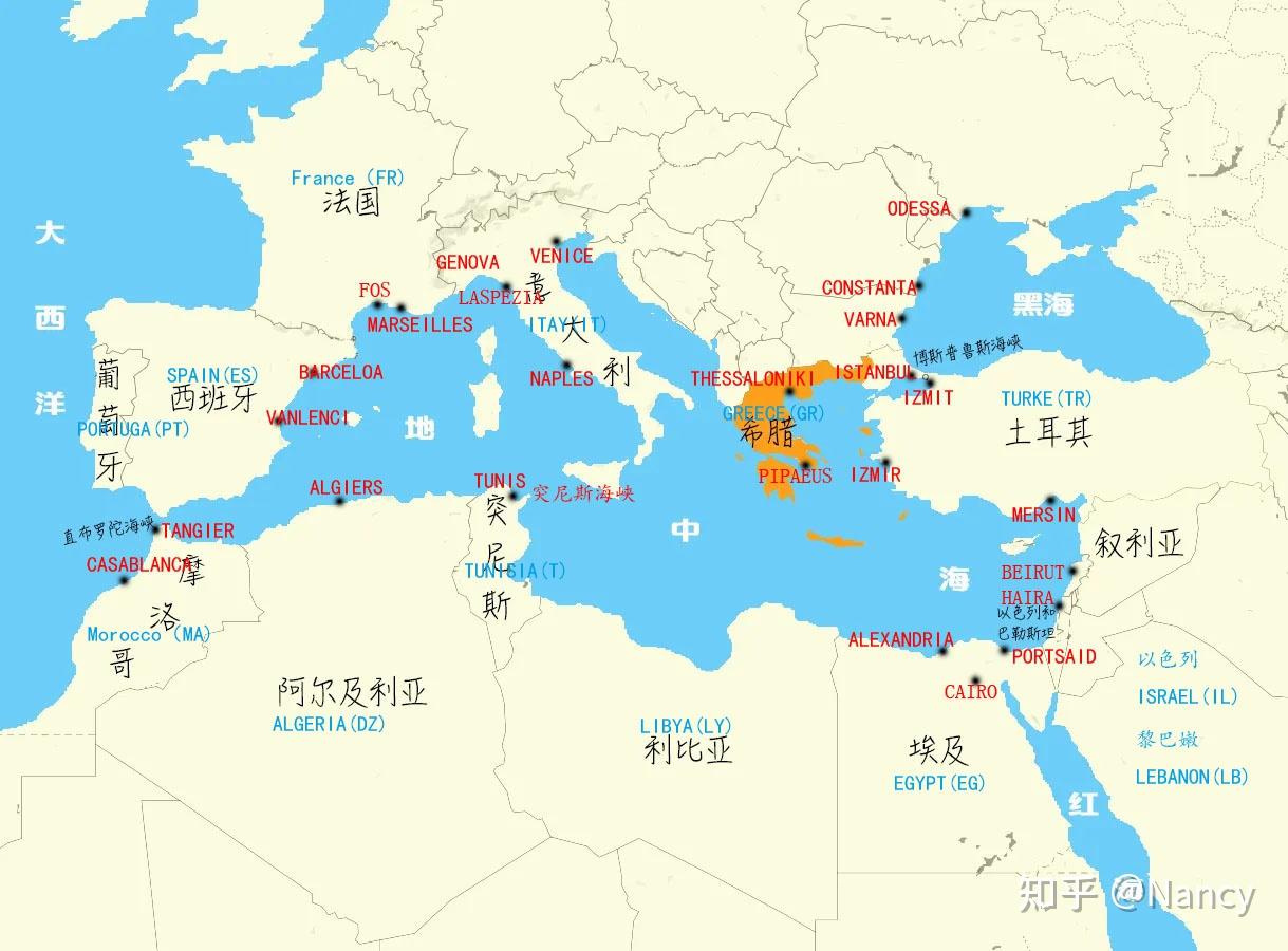 世界港口地图地中海图片
