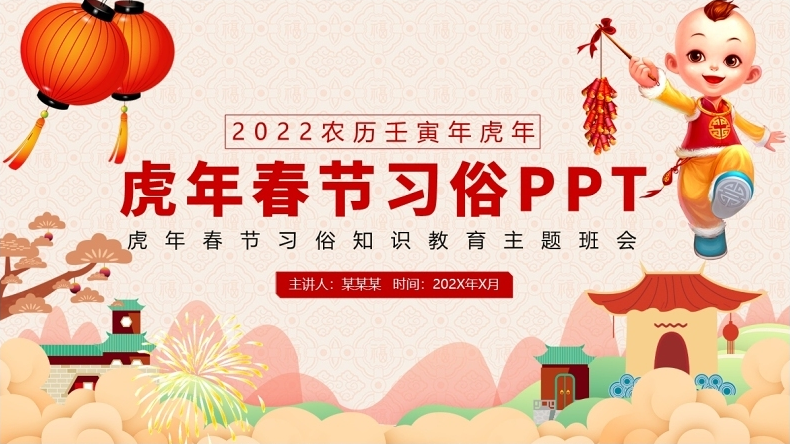 春节习俗知识ppt2022虎年春节习俗知识教育主题班会课件