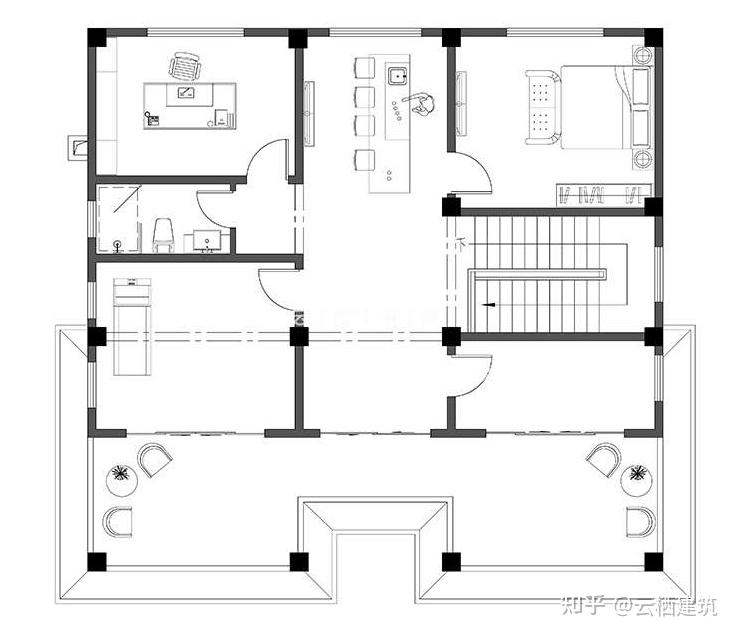 建筑 自建房 房地产别墅建筑设计 开间11米进深12米坐南朝北的自建房