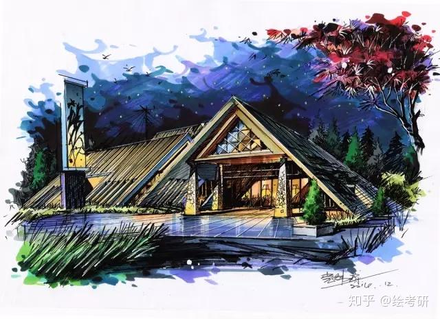 建筑马克笔手绘色彩表达