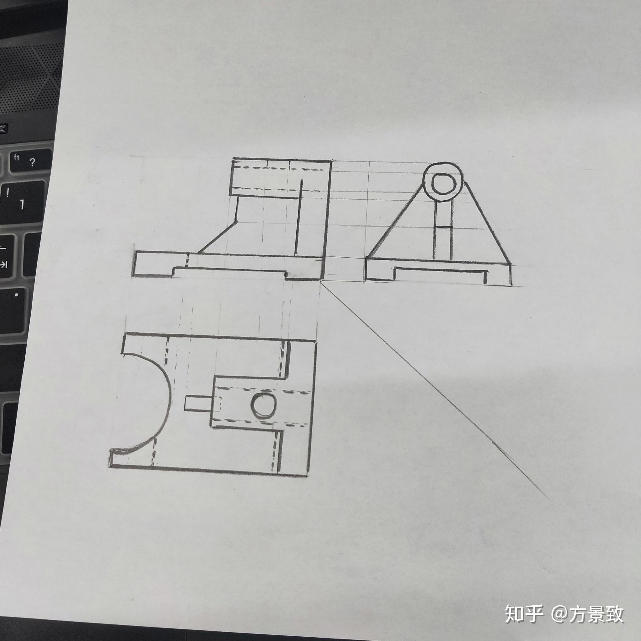 工程製圖這個題的三視圖怎麼畫? - 知乎