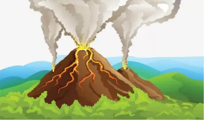 猴子吧噗有一个好朋友,他是一座小火山.小火山身上长着红果子树.