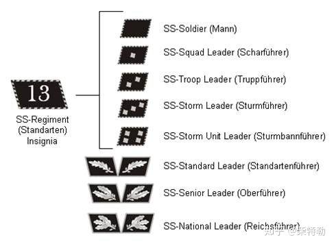 ③:纳粹党卫队级衔图案与肩章样式