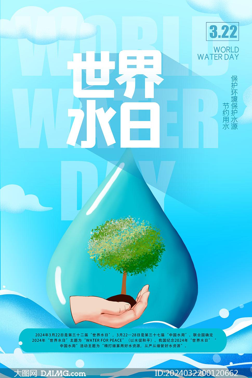2024年世界水日宣传海报图片