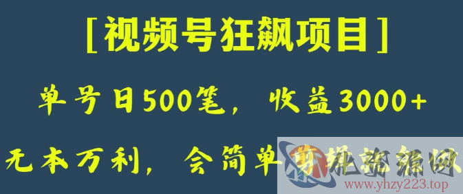 日收款500笔，纯利润3000+，视频号狂飙项目，会简单剪辑就能做【揭秘】