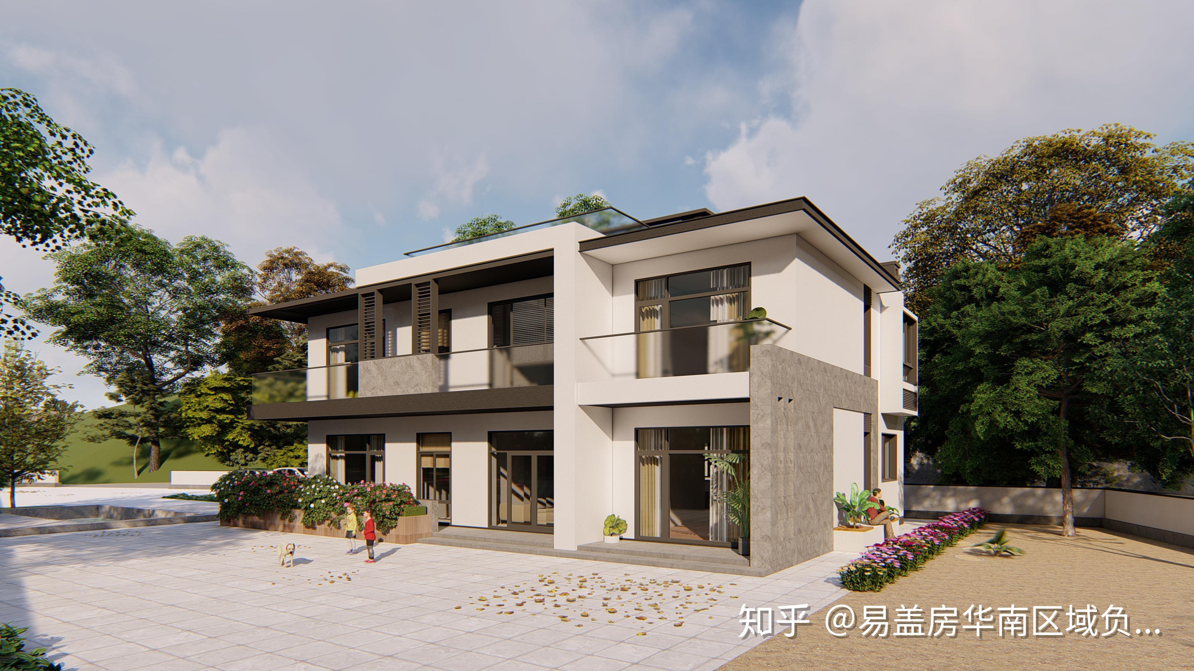 乡村自建房,75万建434平两层现代风格别墅