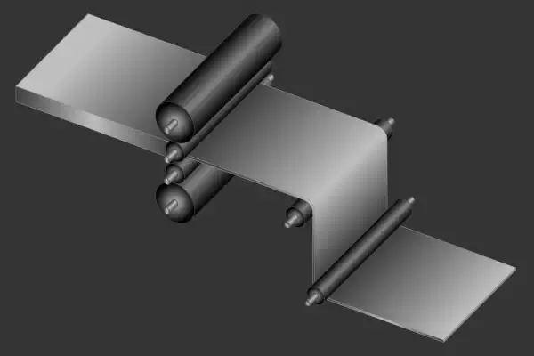 轧辊通过碾压将超厚的钢板轧成薄的或像这样把钢板弯成钢管