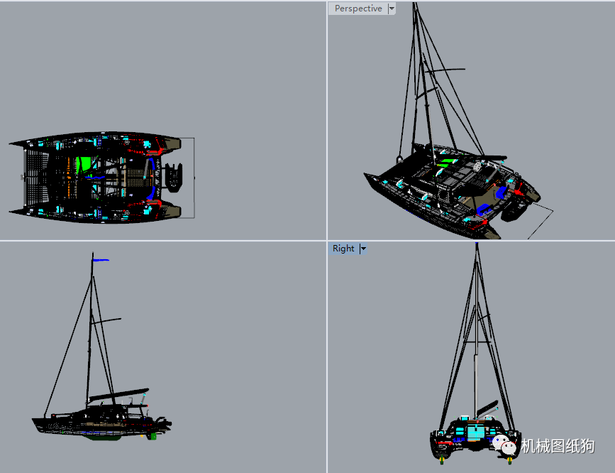 海洋船舶sailcatamaran概念雙體船造型3d圖紙rhino設計