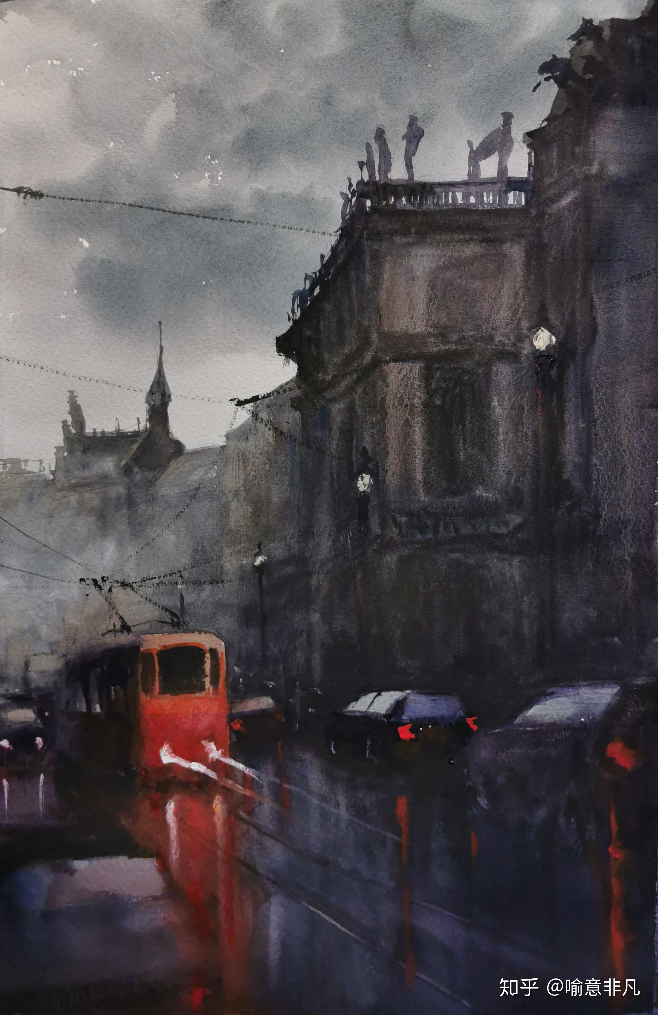 继续研究水彩中光影的变化