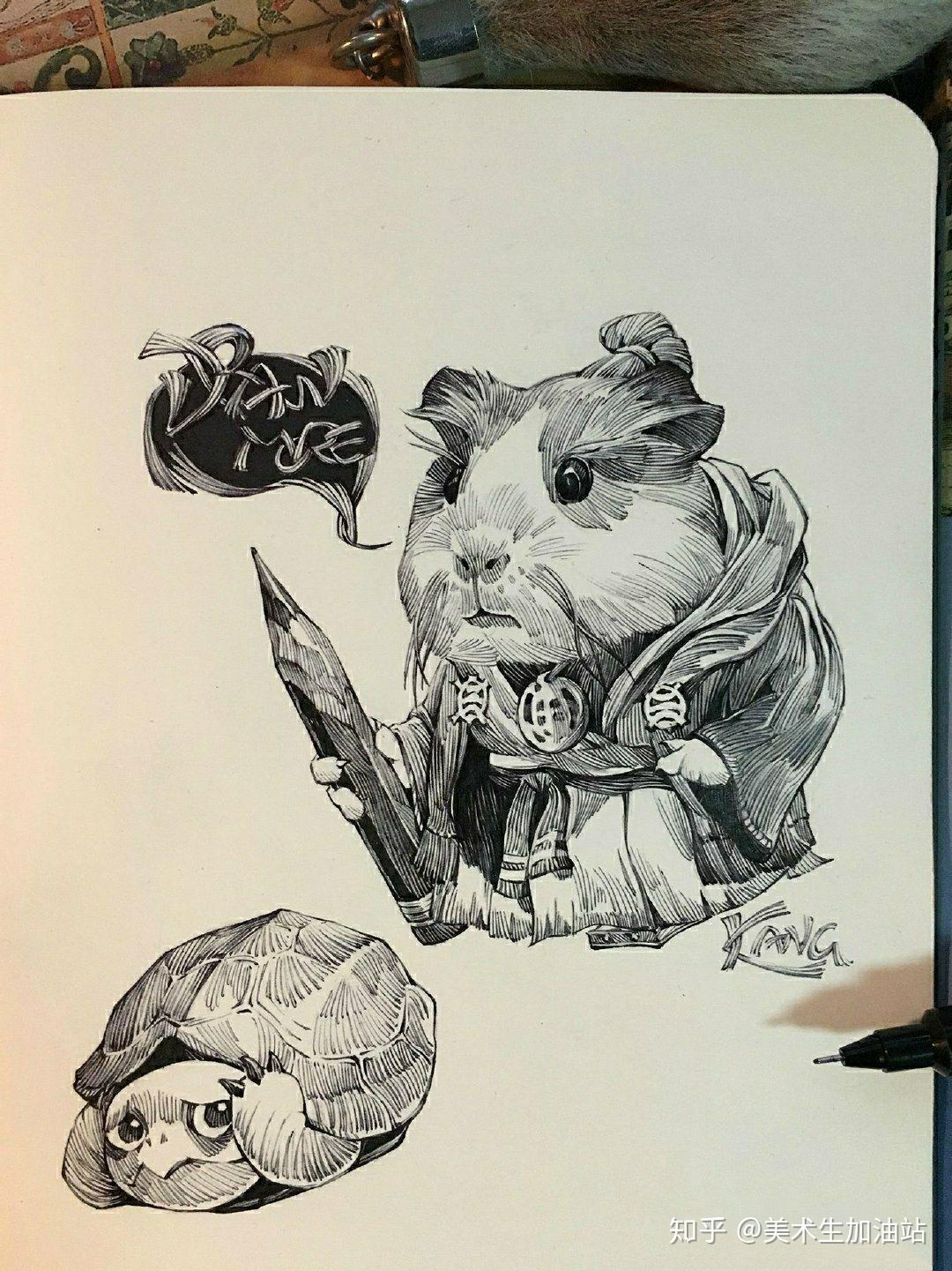 超可爱小动物针管笔作品