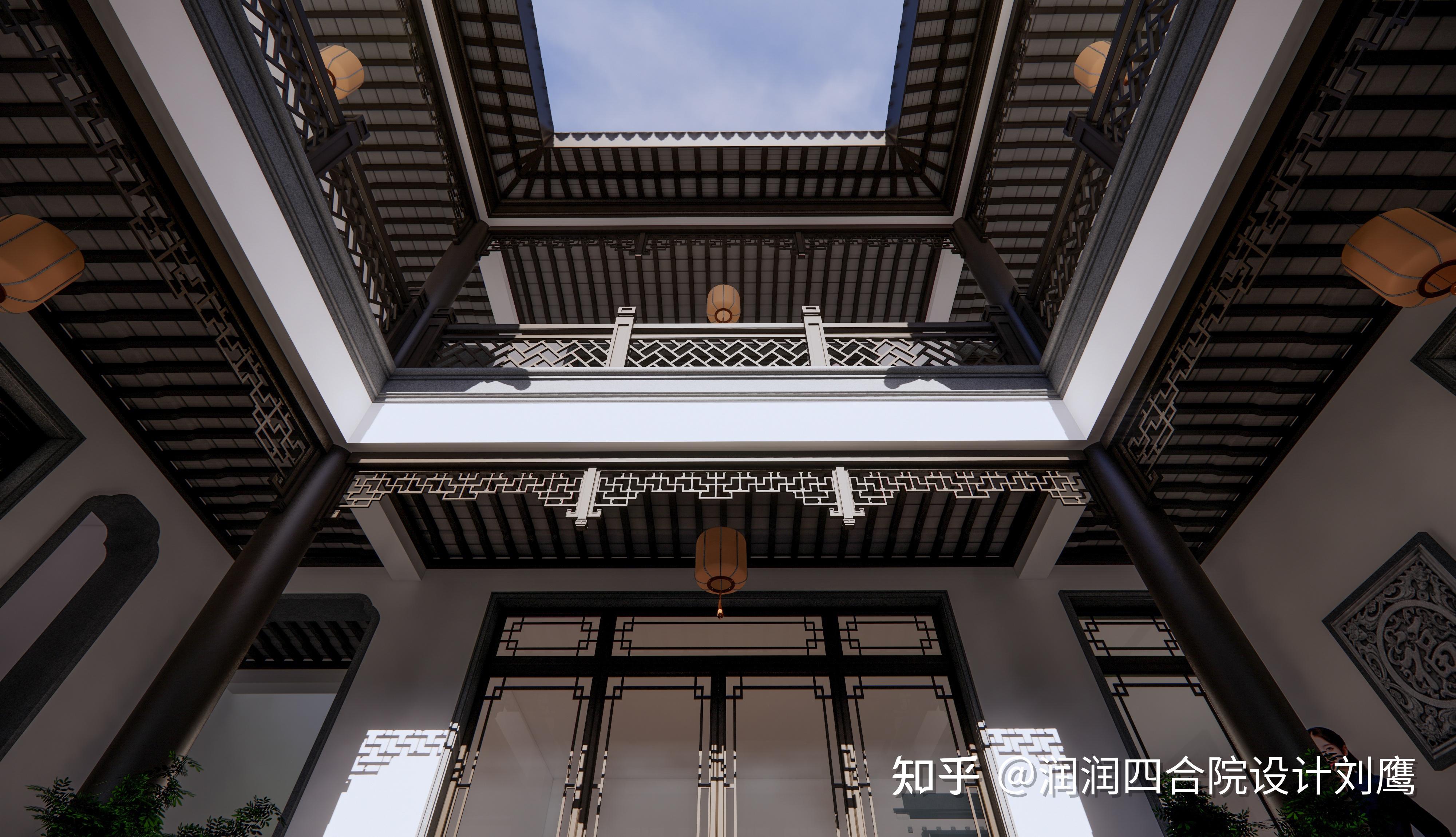 润润四合院设计：高颜值两层四合院16x13，小型实用，南北通透格局好 - 知乎