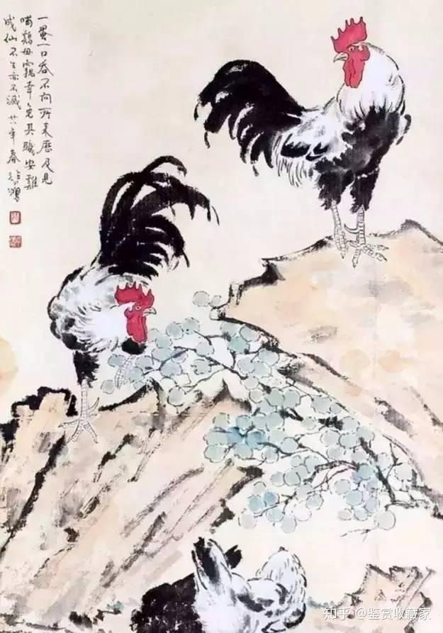 中国画家悲鴻　肉筆保証　時代物 大吉図 徐悲鴻」中国近代画家 美術教育家 肉筆保證 時代保證 唐物唐