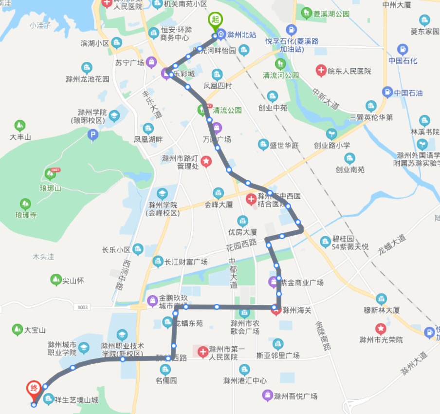2021年最新安徽滁州火车北站途经公交车线路乘坐点及其运行时间查