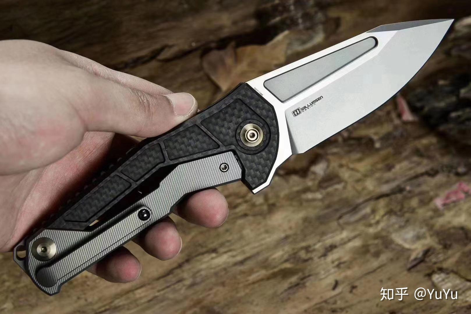 重量152g硬度59-61hrc钢材cpm s35vn钛合金镶嵌碳纤维手柄刃厚4mm刃长