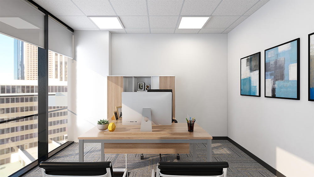 独立经理室效果图配备超级前台区,专属会议室,独立经理室及财务室