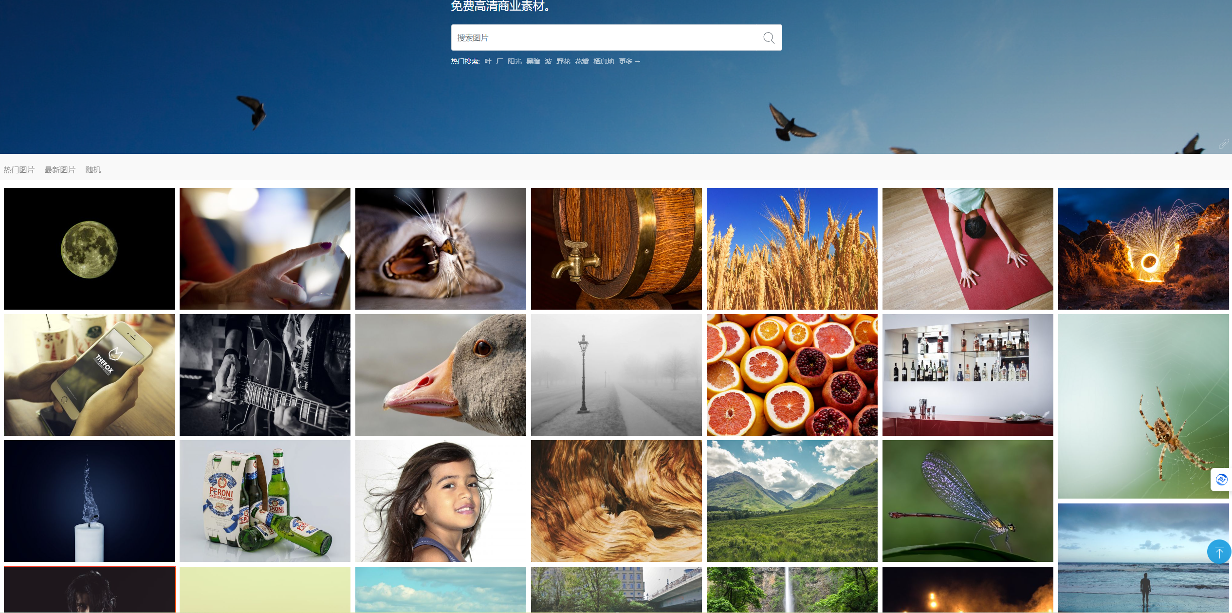 这个网站图片素材非常多,可以查看热门图片,最新图片等