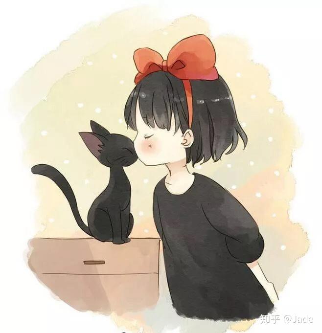求情头动漫的一个女孩子和一只猫