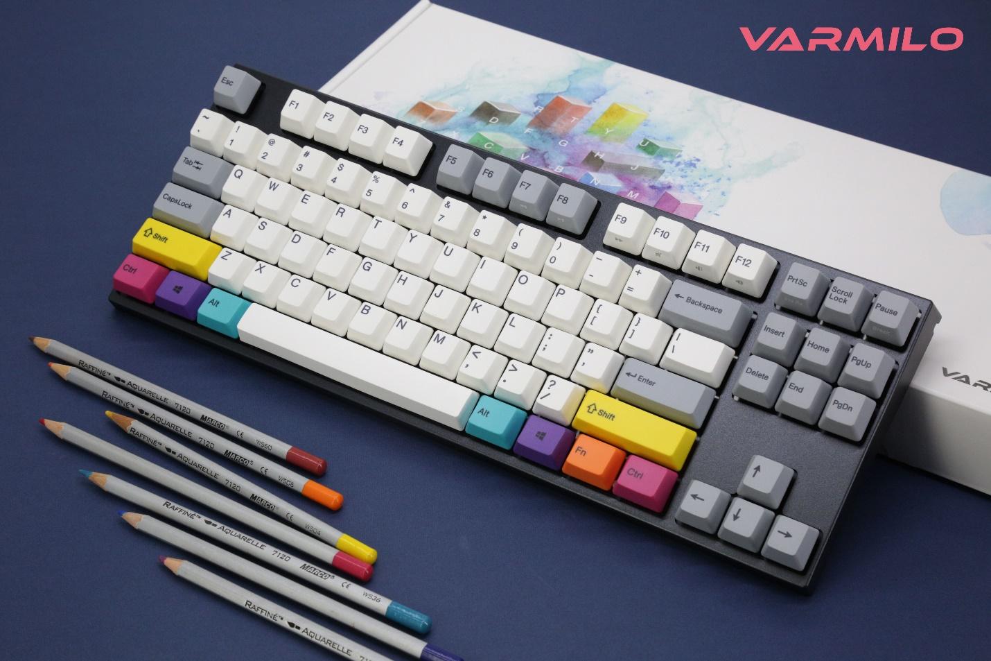 Vintage days cmyk. Varmilo va87m. Клавиатура Varmilo. Механическая клавиатура Varmilo va87m. Varmilo va87m Vintage Days Varmilo.