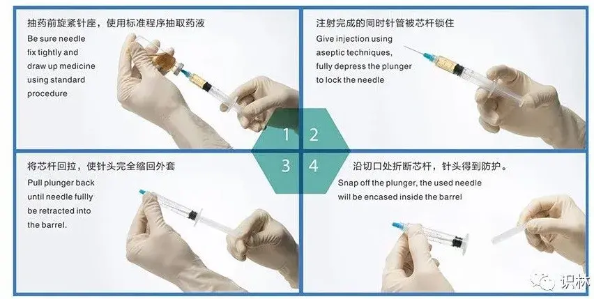 单手用注射器抽药图解图片