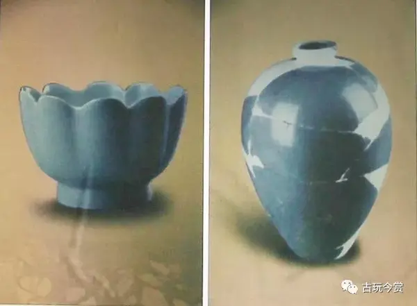 中国陶磁器汝窯面取り方形花器-